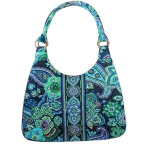 Vera Bradley Vibrant Blue and Green Retired Blue Rhapsody Shoulder Tote Handbag
